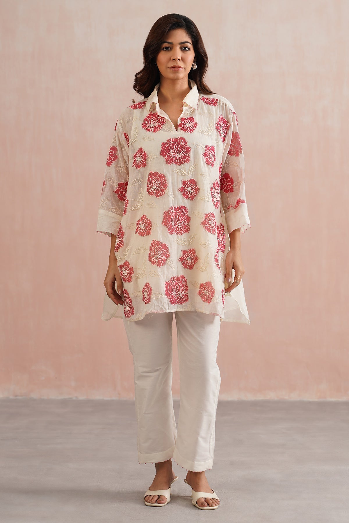 Buy Ivory Oversized Shirt & Pants for women online available at Scrollnshops